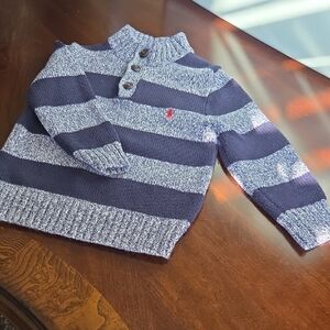 Polo by Ralph Lauren Blue and White Knit Sweater